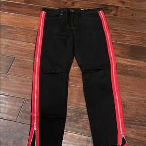 Blank NYC black jeans red stripe 31